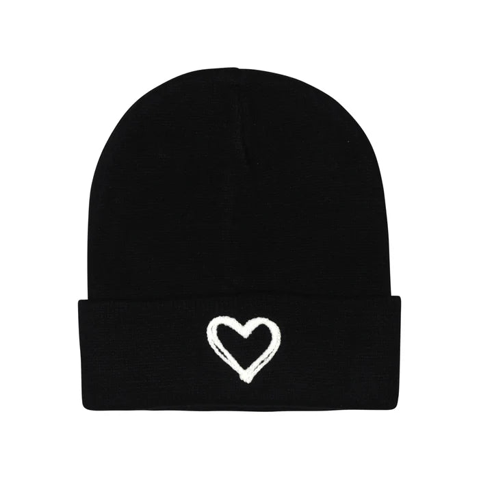 hat chain heart cuff beanie - black/white/9