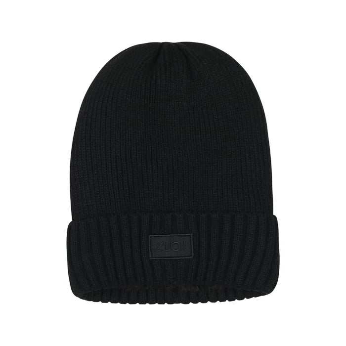 hat fur lined foldover beanie - 9-black