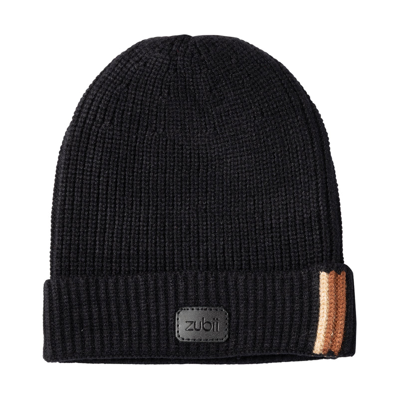 hat 2 tone stripe with cuff - black