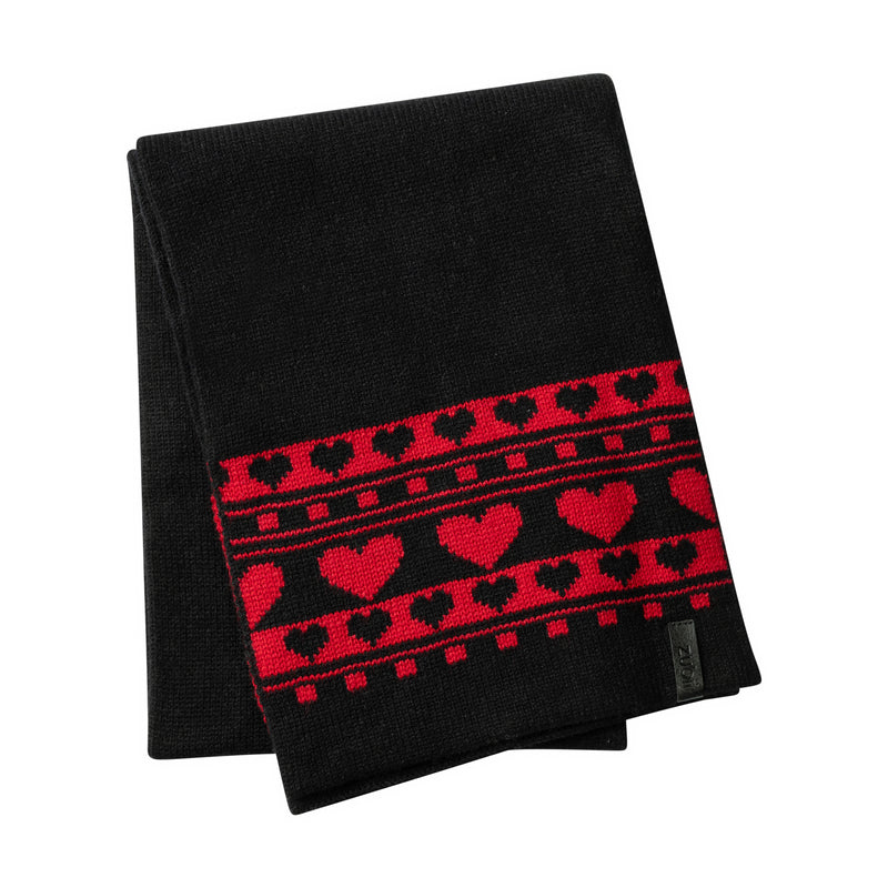scarf vintage heart print - black-9