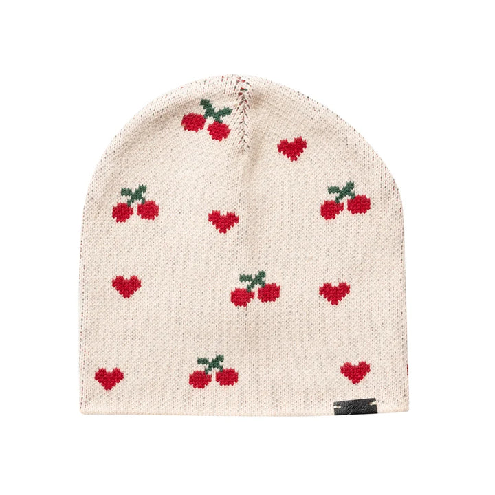 hat cherry heart print - vanilla