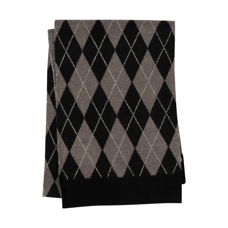 scarf argyle knit - black