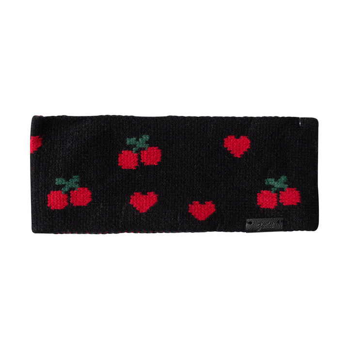 headwrap cherry heart print - black/red