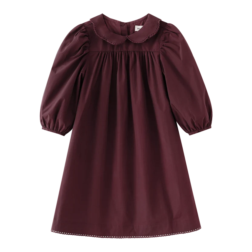 dress taffeta with tucks - burgundy