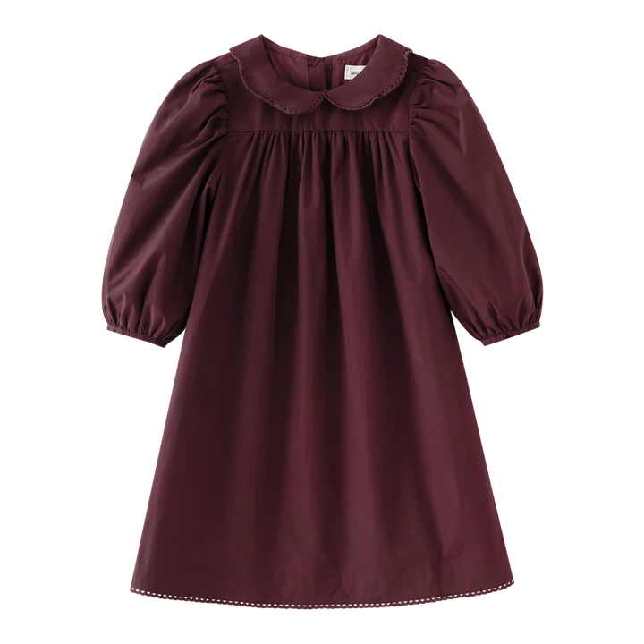 dress taffeta with tucks - burgundy