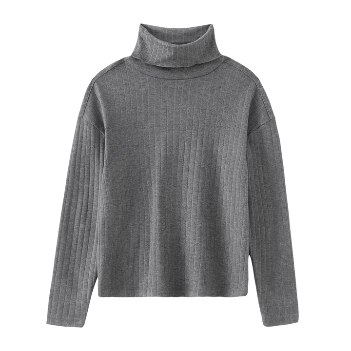 top l/s ribbed turtleneck - grey