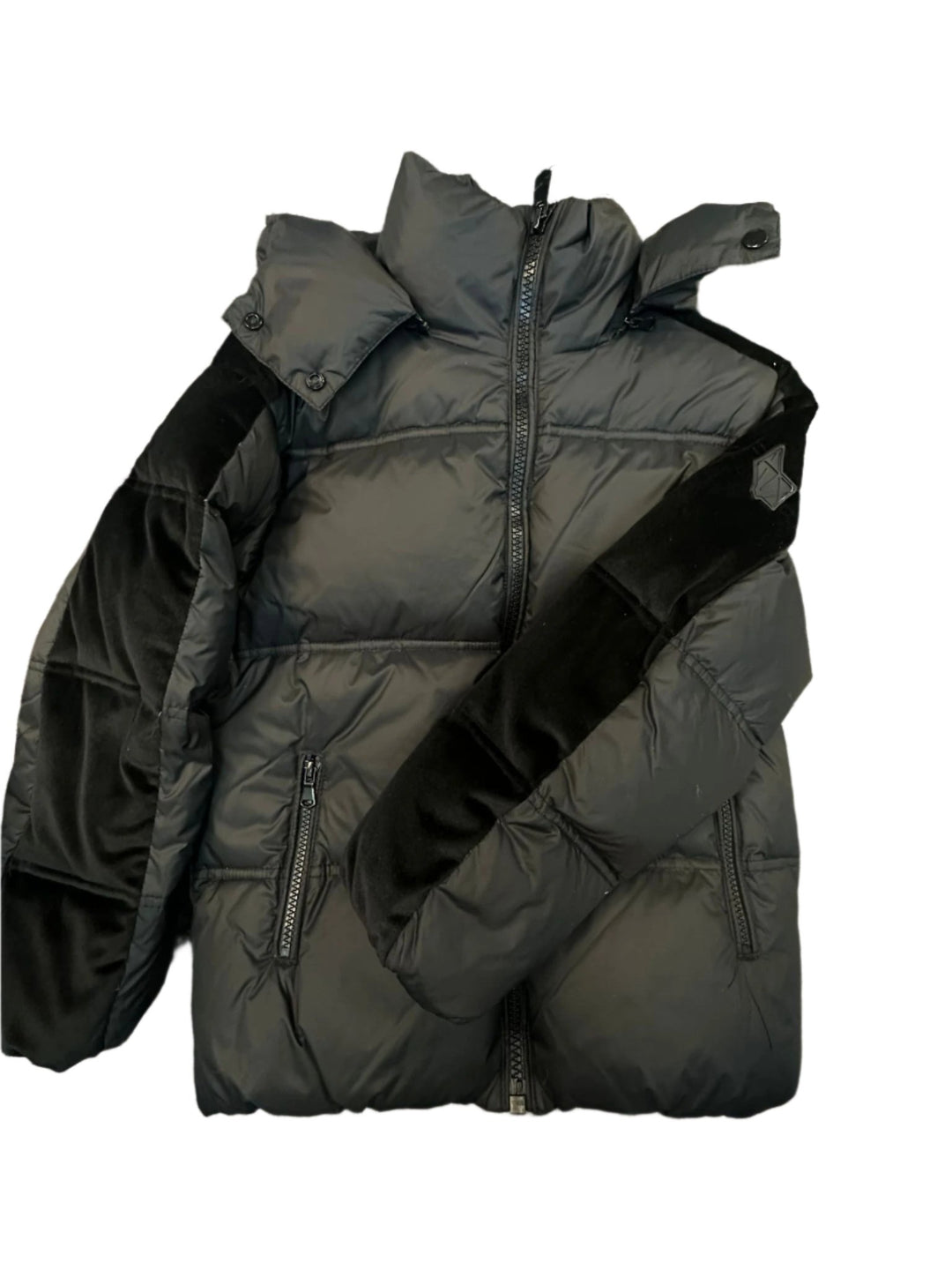 coat puffer velvet scotch - black