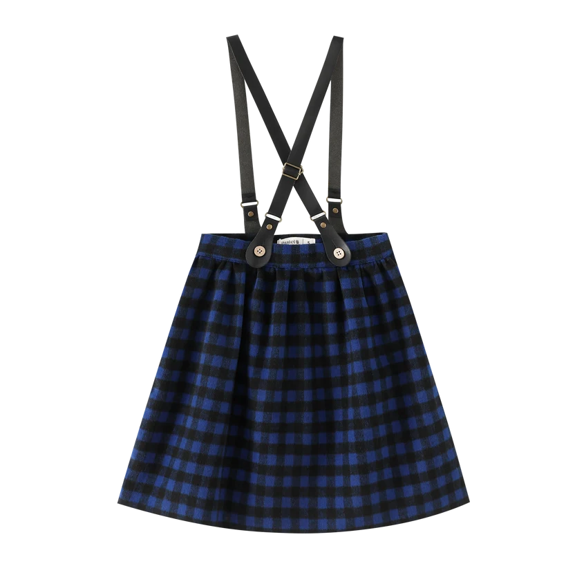 skirt plaid suspender - royal blue plaid