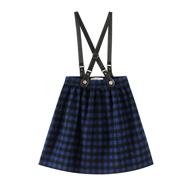 skirt plaid suspender - royal blue plaid