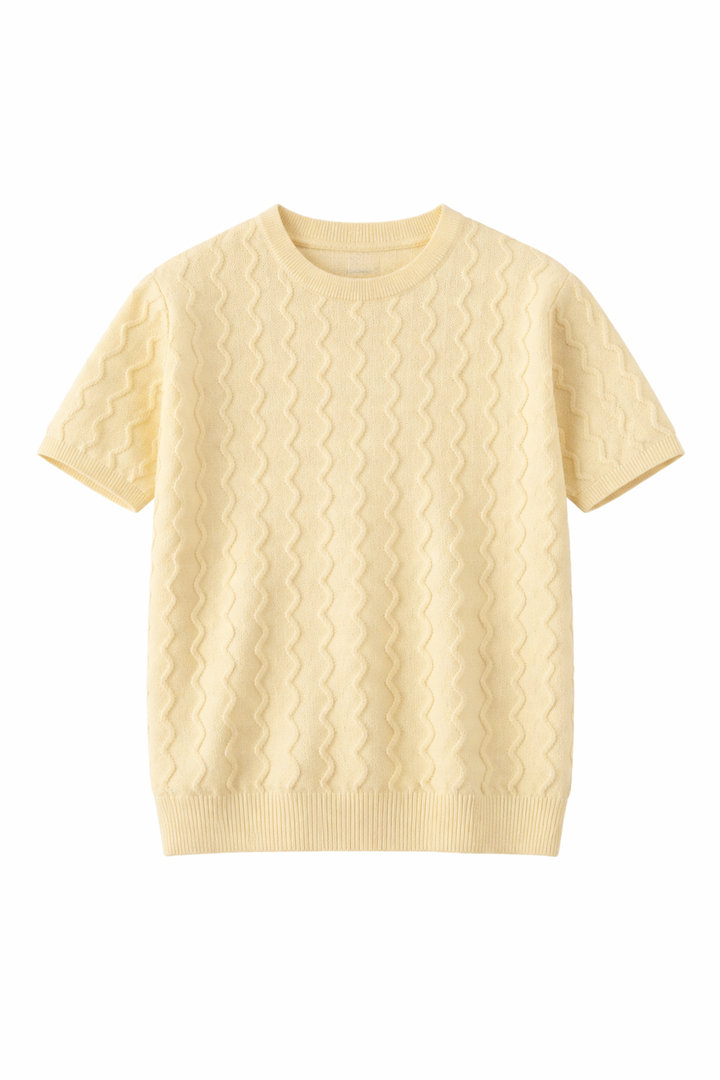 top s/s knit zig zag sweater - butter