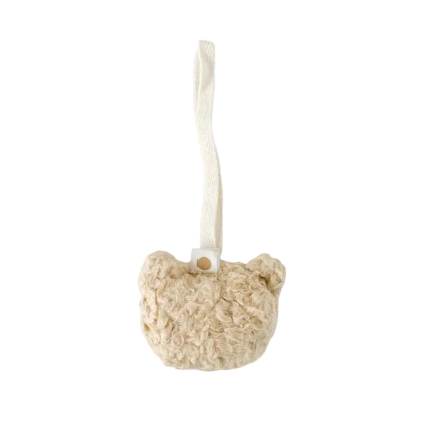 pacifier clip sherpa plush bear - natural
