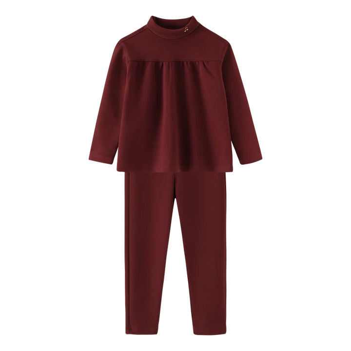 set outfit turtleneck robe - burgundy