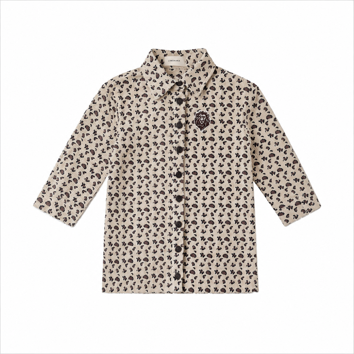 dress corduroy leopard print shirt style - natural/brown