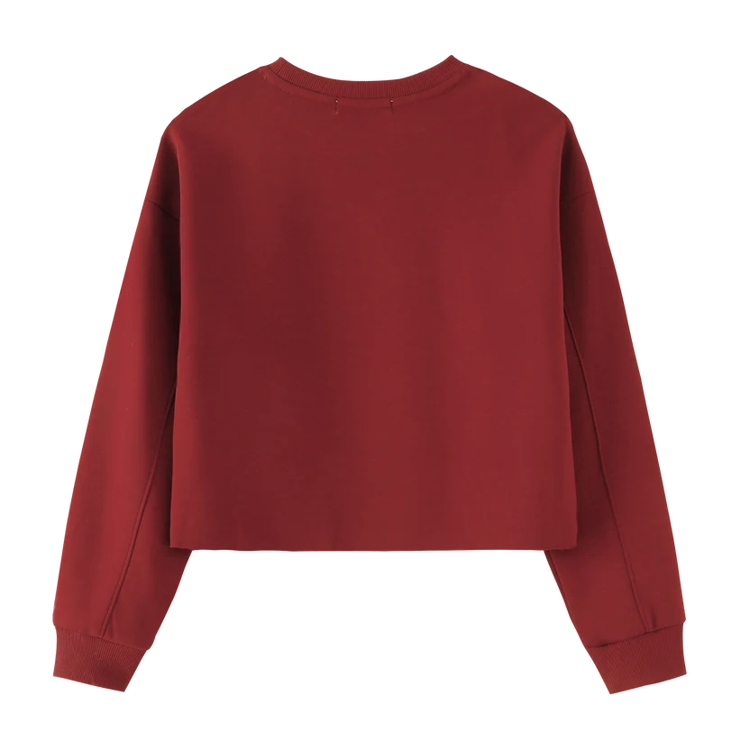 top l/s cherry embroidered - burgundy