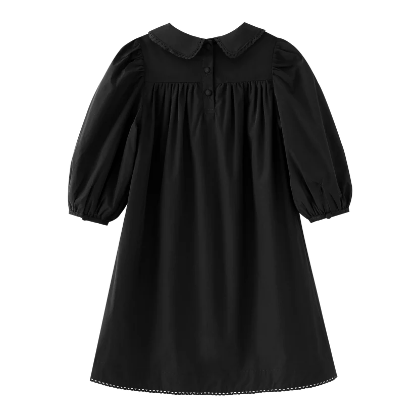 dress taffeta with tucks - black