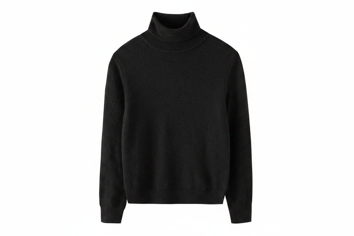 top l/s wool turtleneck - black