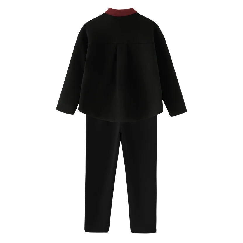 set outfit button down robe - black