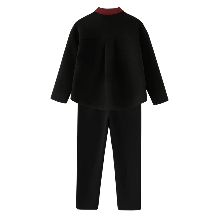 set outfit button down robe - black