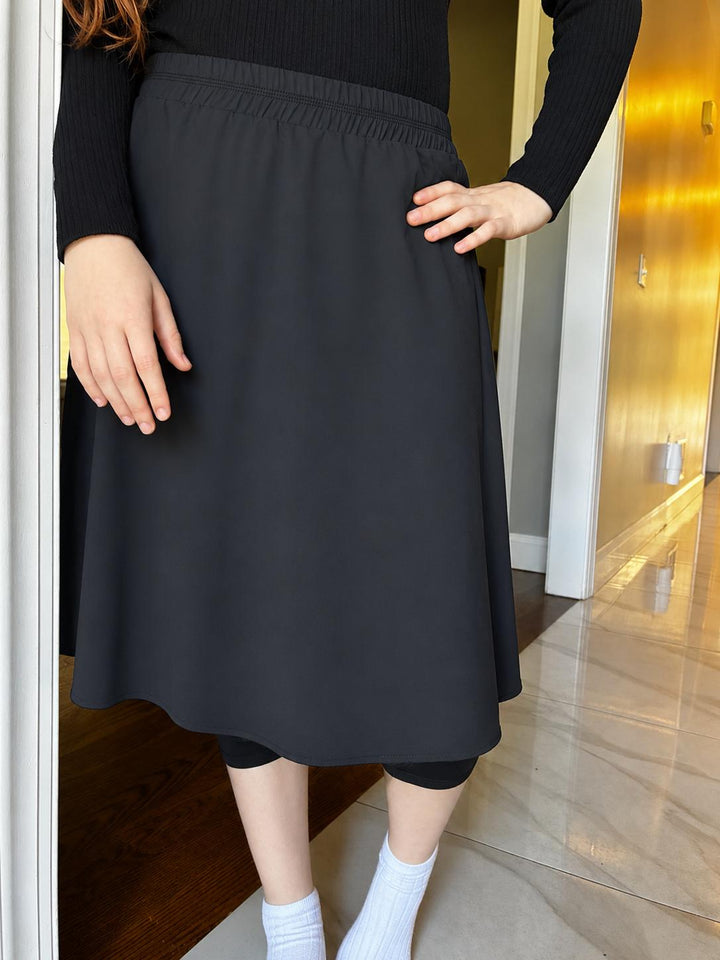 swim skirt with legging  - black