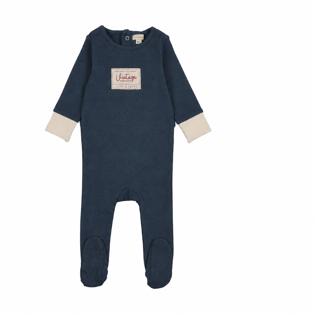 footie color block - vintage blue
