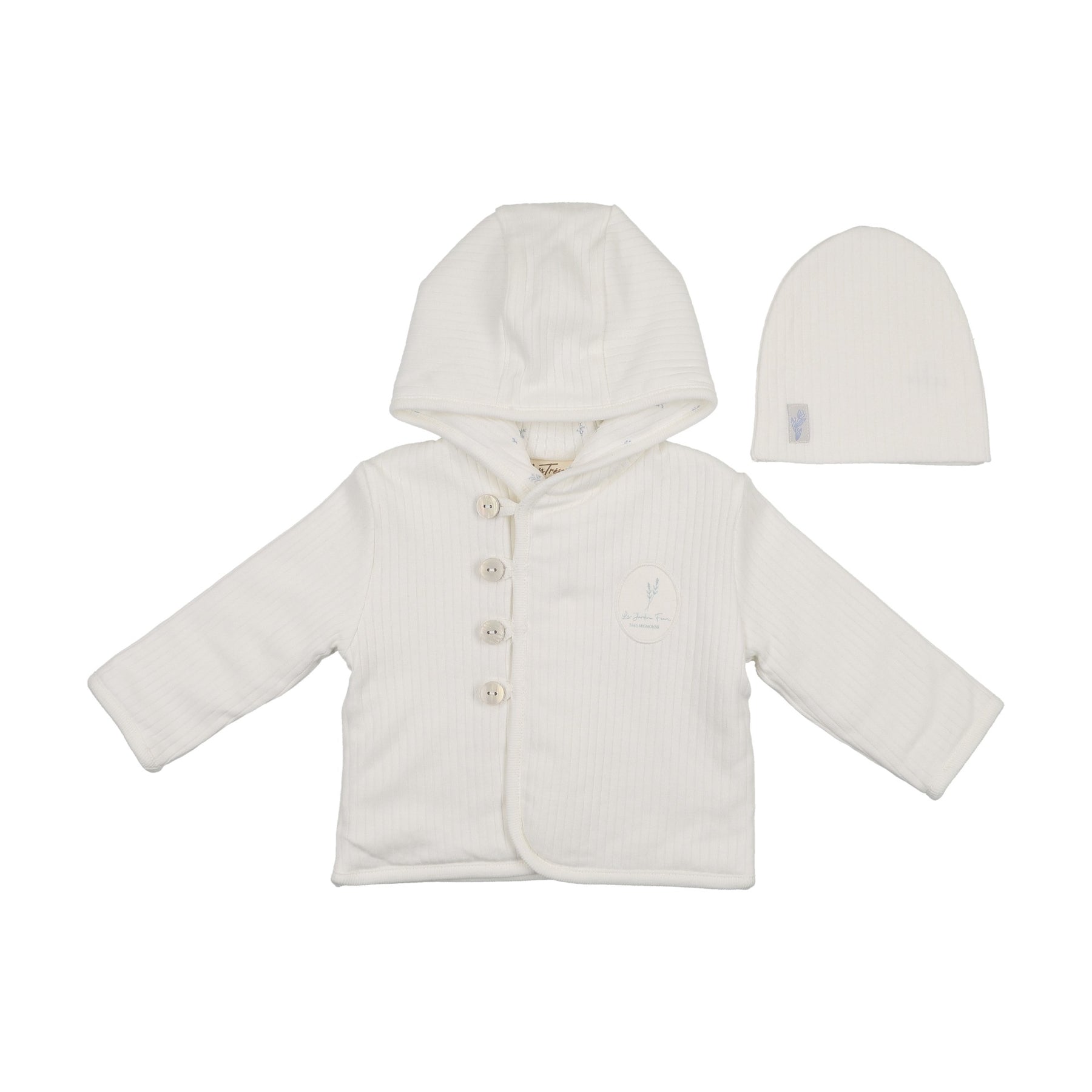 jacket floral signature with hat - ivory/blue – Lily and Todd