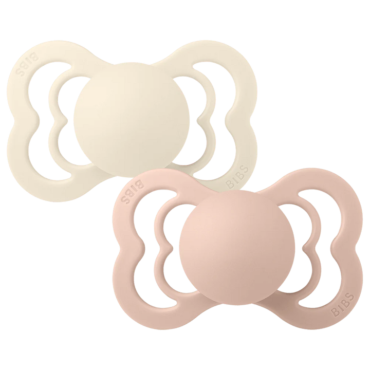 pacifier 2 pk supreme silicone  - ivory/blush