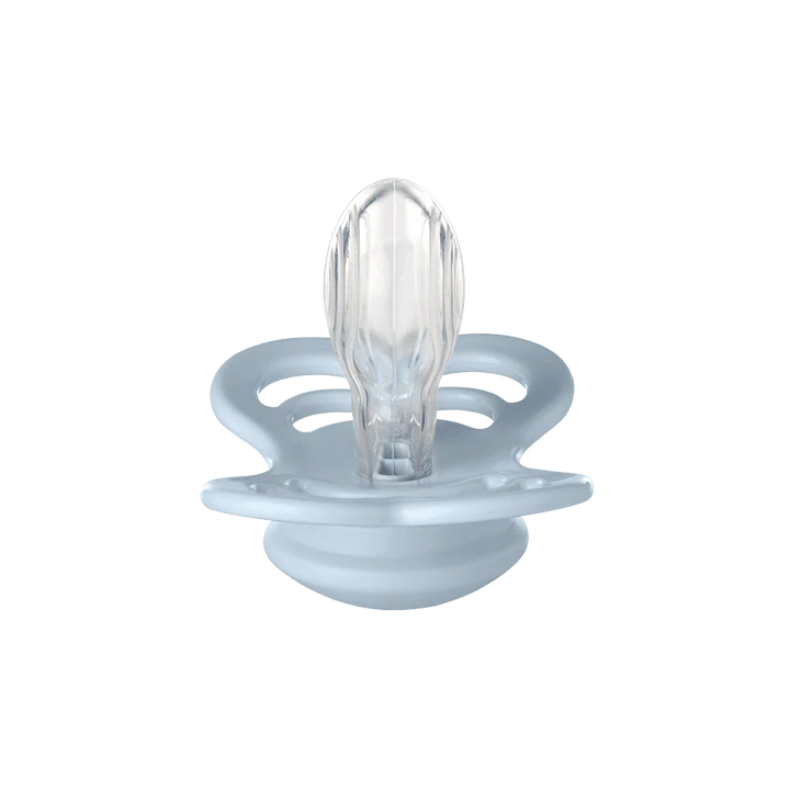 pacifier 2 pk supreme silicone  - iron/baby blue