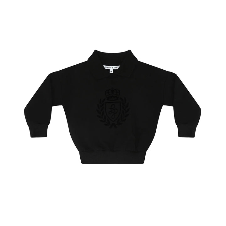 top l/s collar sweatshirt flocking - black