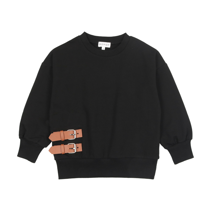 top l/s buckle sweatshirt - black