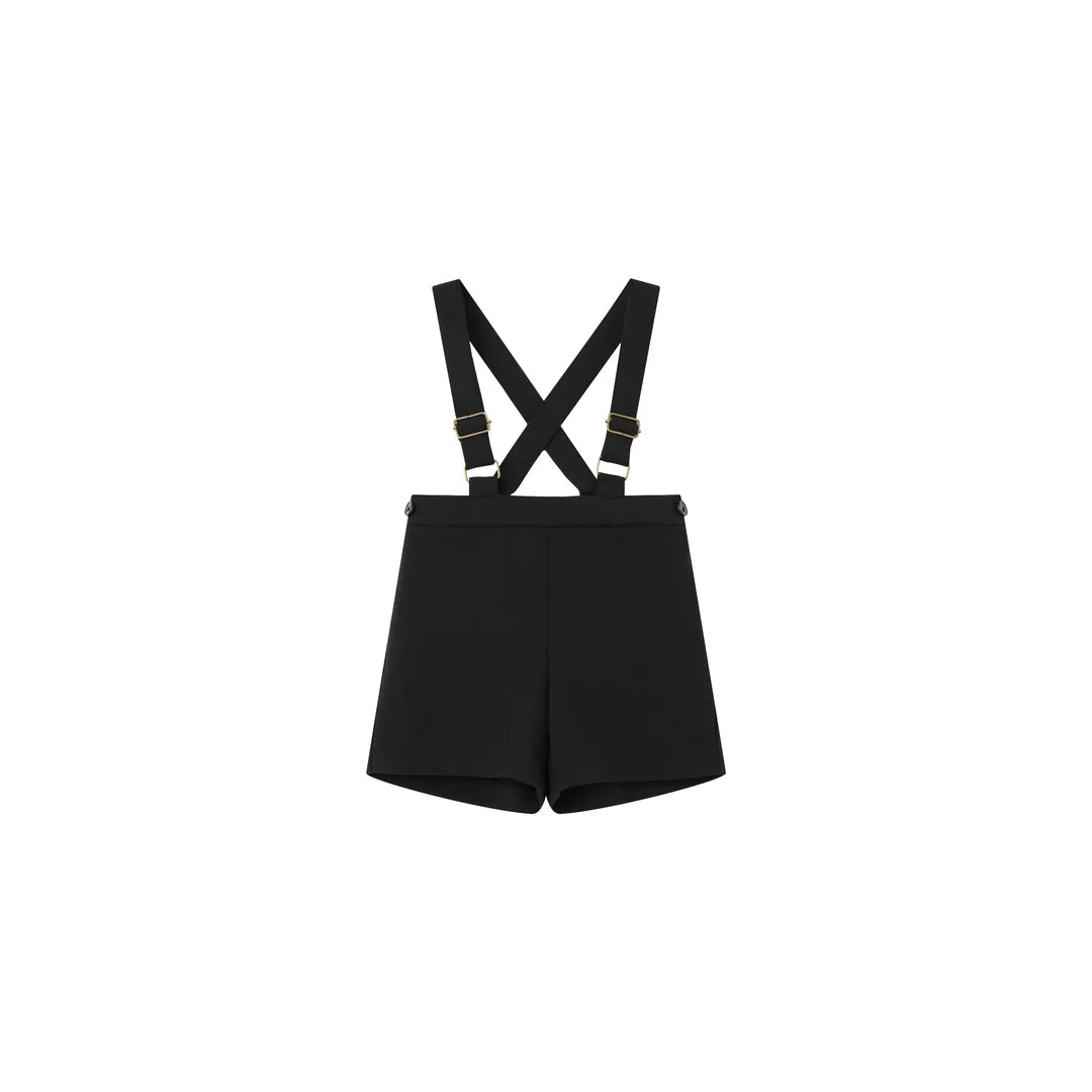 one piece suspender overalls - black