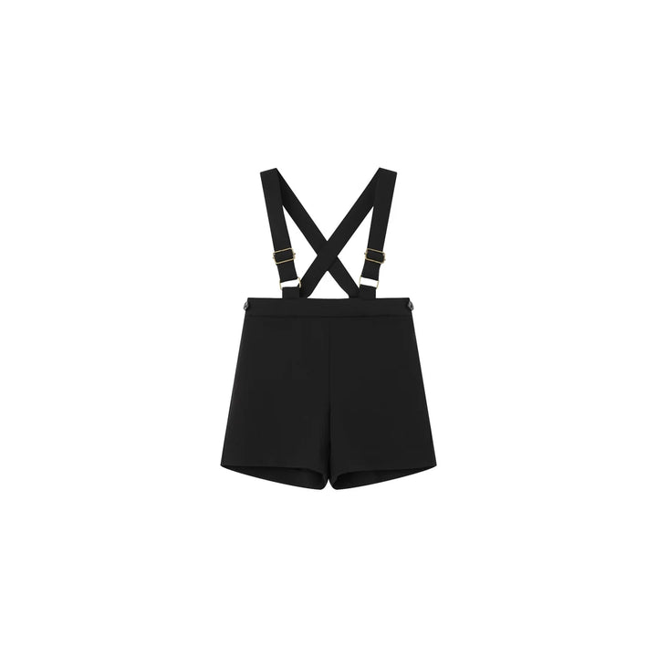 one piece suspender overalls - black