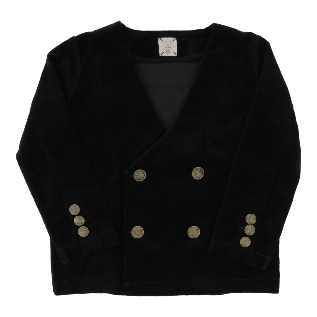 blazer velvet double breasted - black