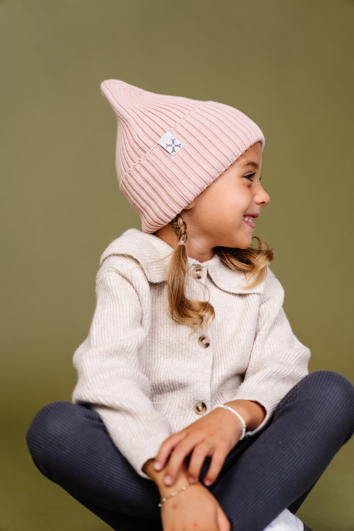 beanie ribbed cuffed - blush