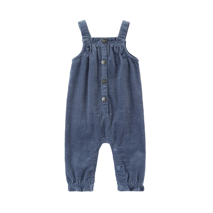 one piece heavy corduroy snap romper - blue