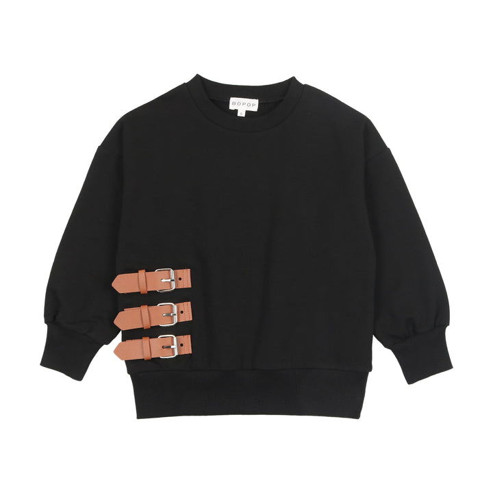 top l/s buckle sweatshirt - black