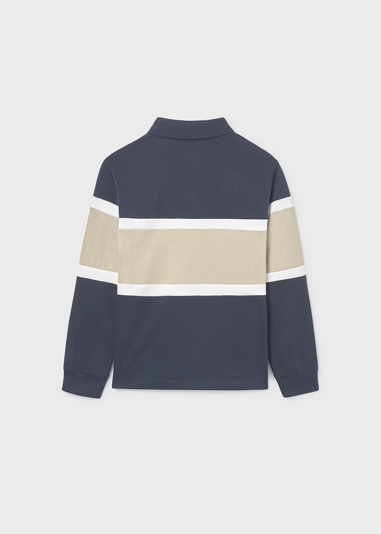polo l/s color block with pocket - navy-027