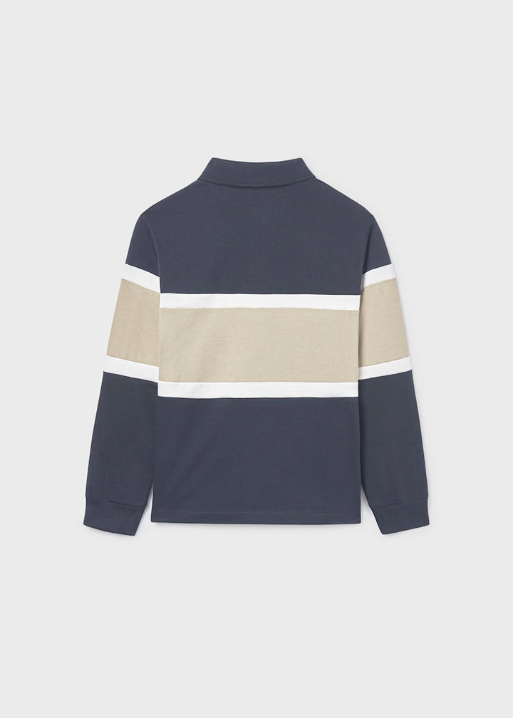 polo l/s color block with pocket - navy-027