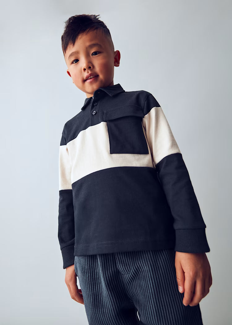 polo l/s color block - navy-019