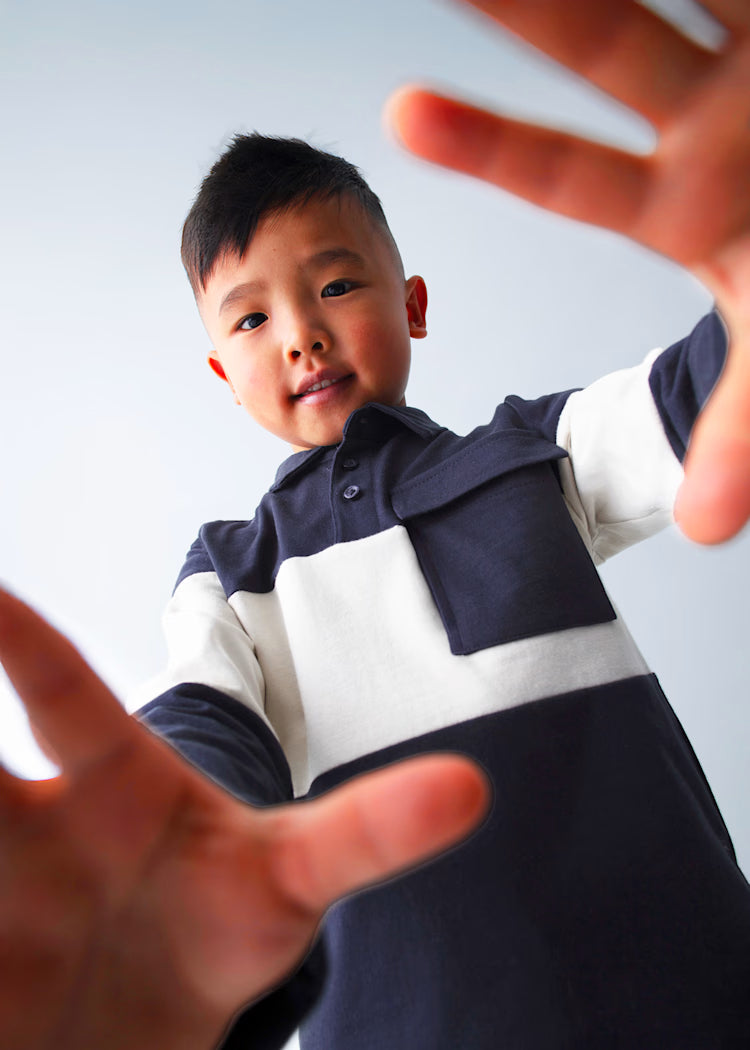 polo l/s color block - navy-019