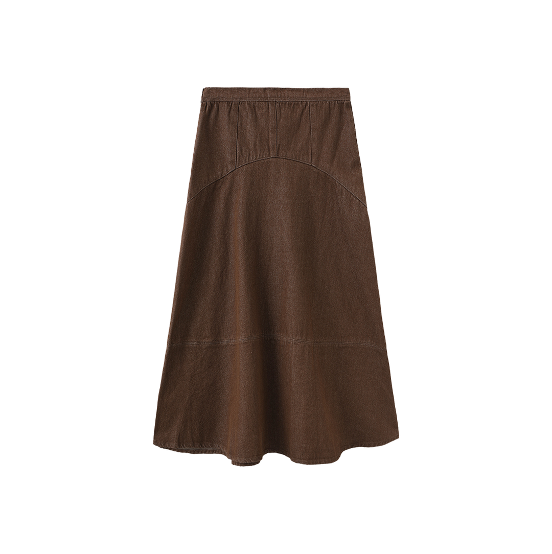skirt denim yoke - brown