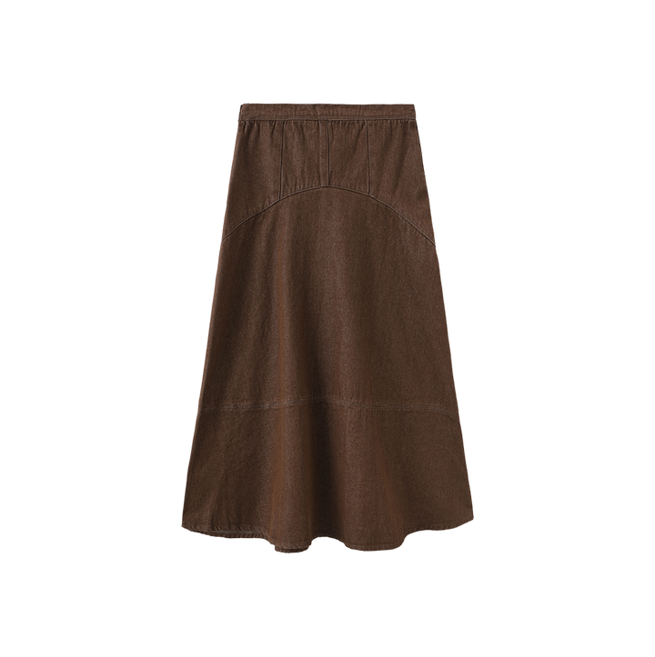 skirt denim yoke - brown