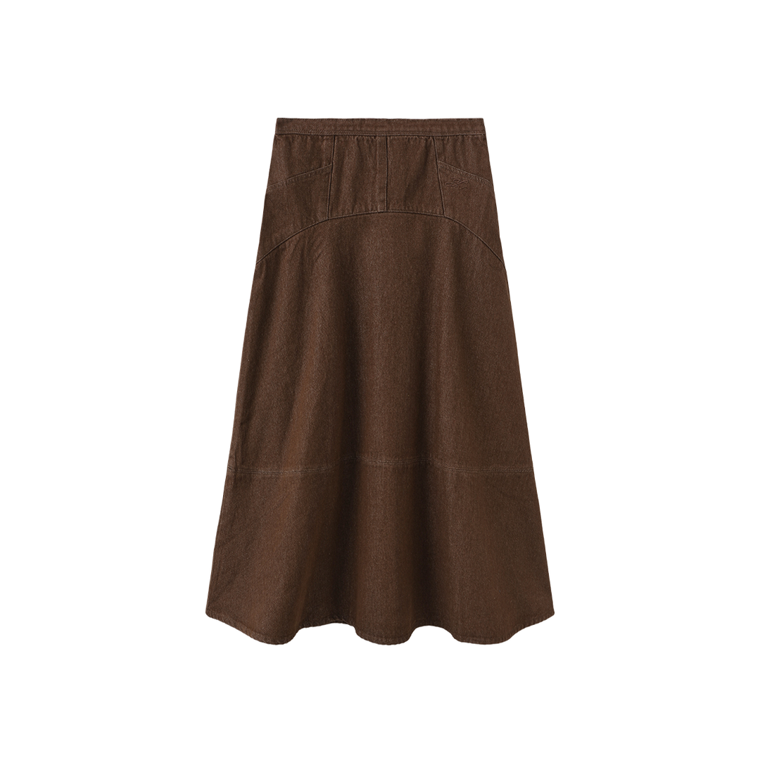 skirt denim yoke - brown