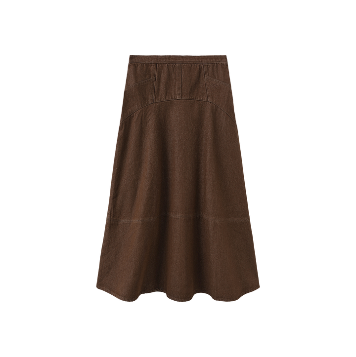 skirt denim yoke - brown