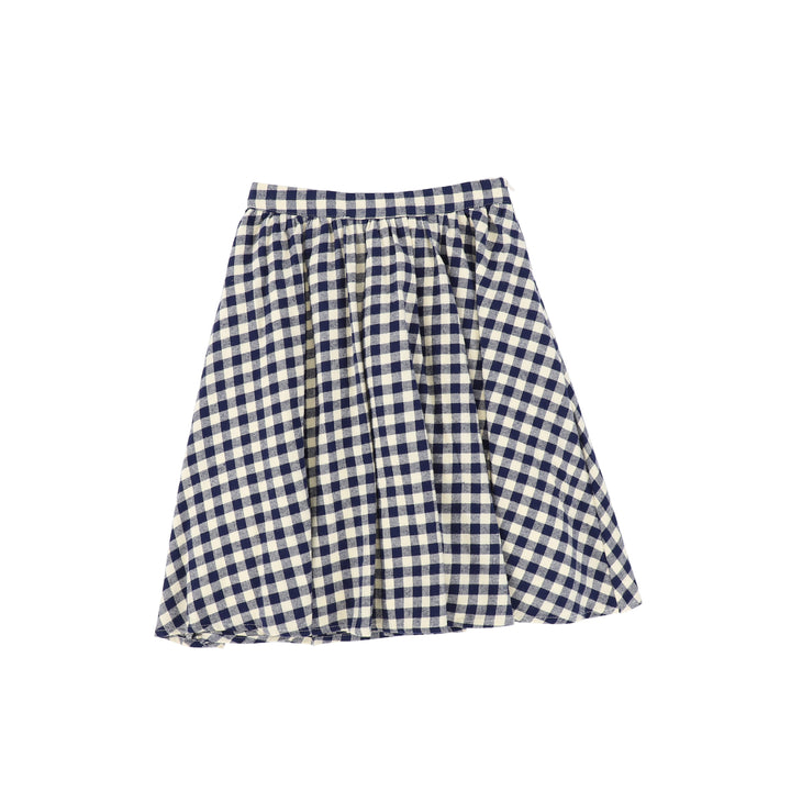 skirt pleated gingham - navy