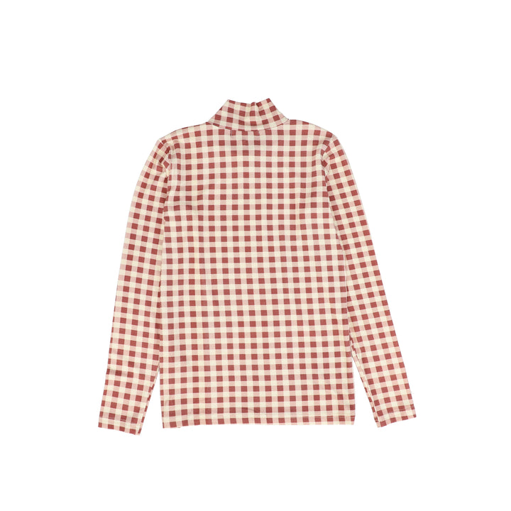 top l/s turtleneck gingham - red