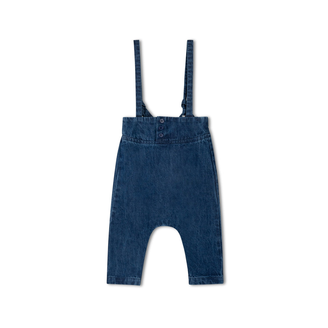 one piece denim button long overalls - denim