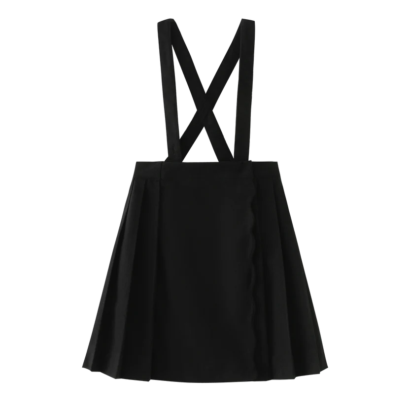 skirt scalloped suspender - black