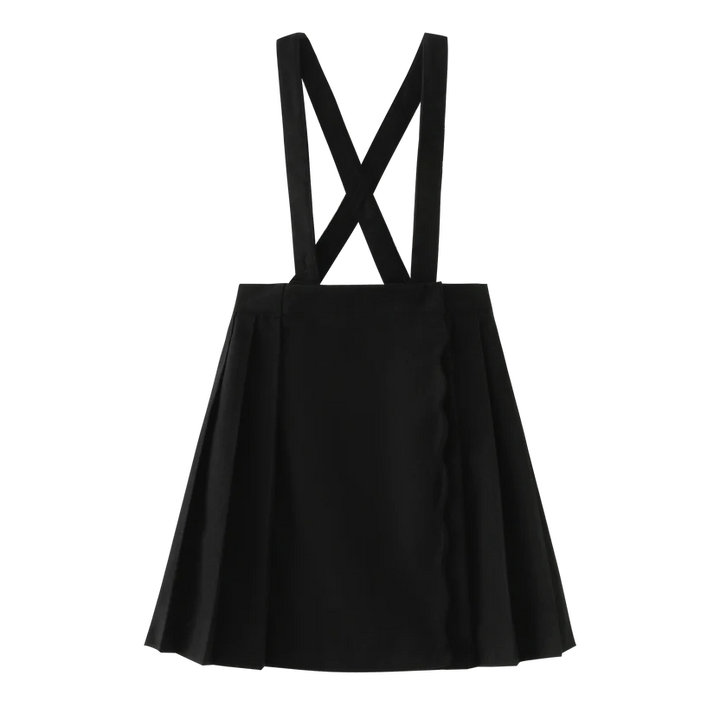 skirt scalloped suspender - black