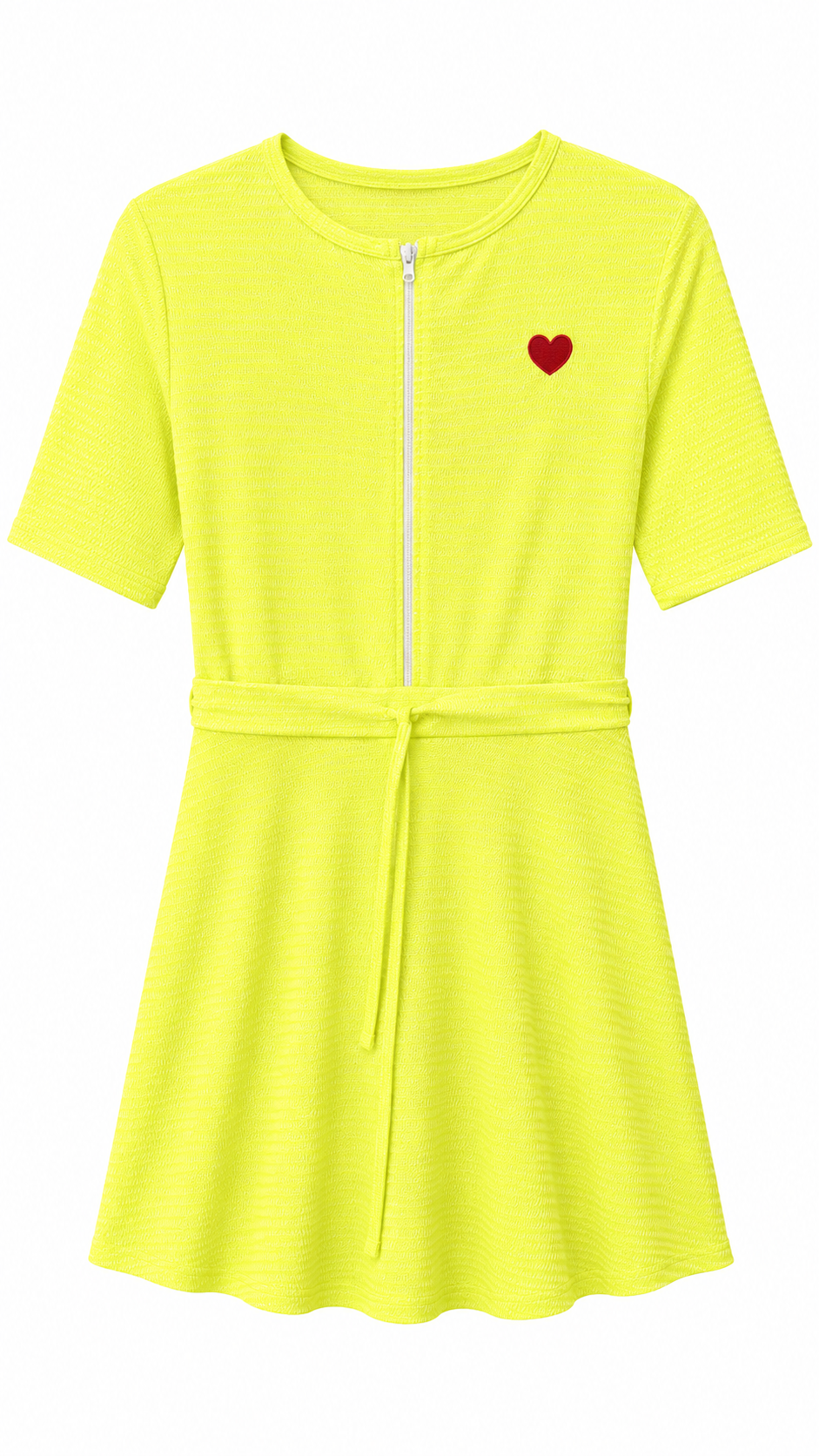 swimdress striped heart drawstring waist - seersucker neon
