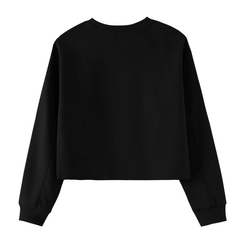 top l/s cherry embroidered - black